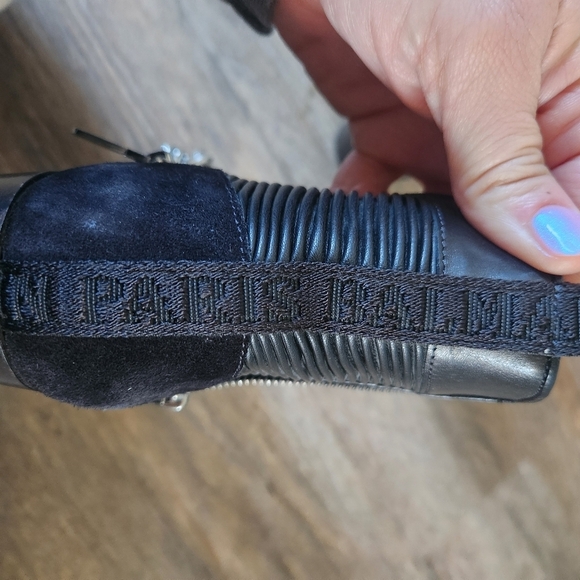 BALMAIN Paris Ella Black Suede short boot chain zippers studs italy 37.5 us 7.5 - Picture 13 of 16